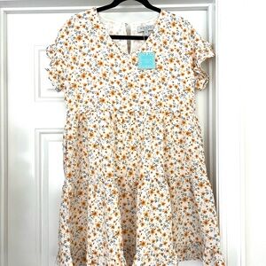 Floral Kids Dress in Orange and White
